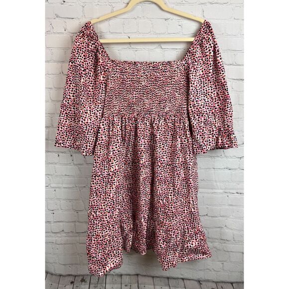 ELOQUII stretch cotton smocked polka dot open shoulders dress 18 NWOT - Picture 7 of 9